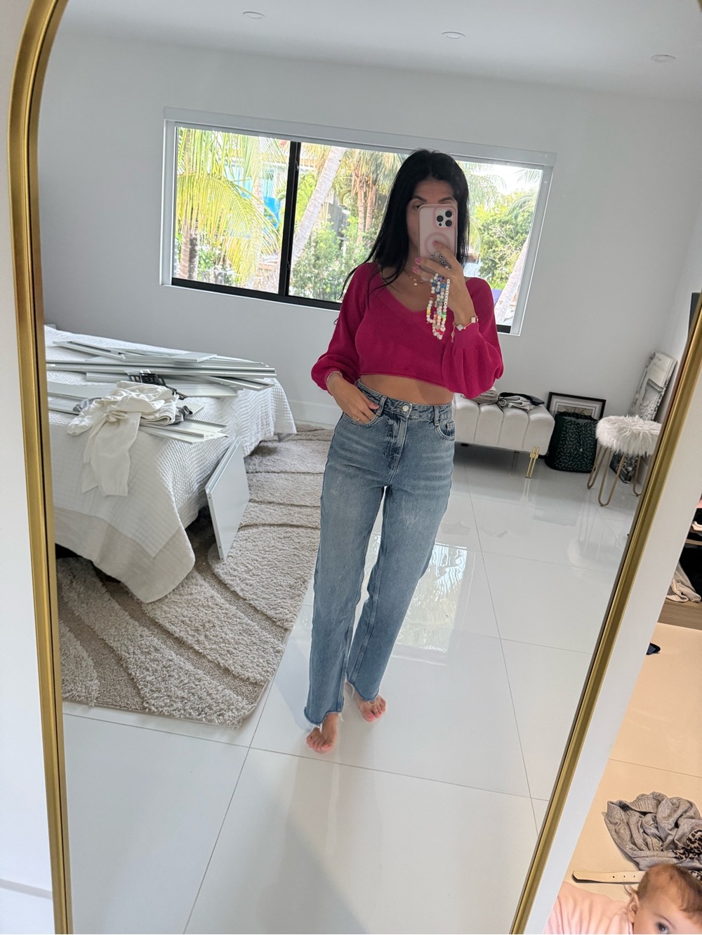 Zara Light Blue Straight Leg Jeans for Women